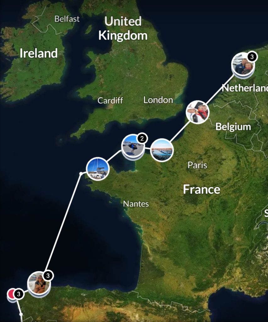 Our route in July 2020 - going from the Netherlands to Spain