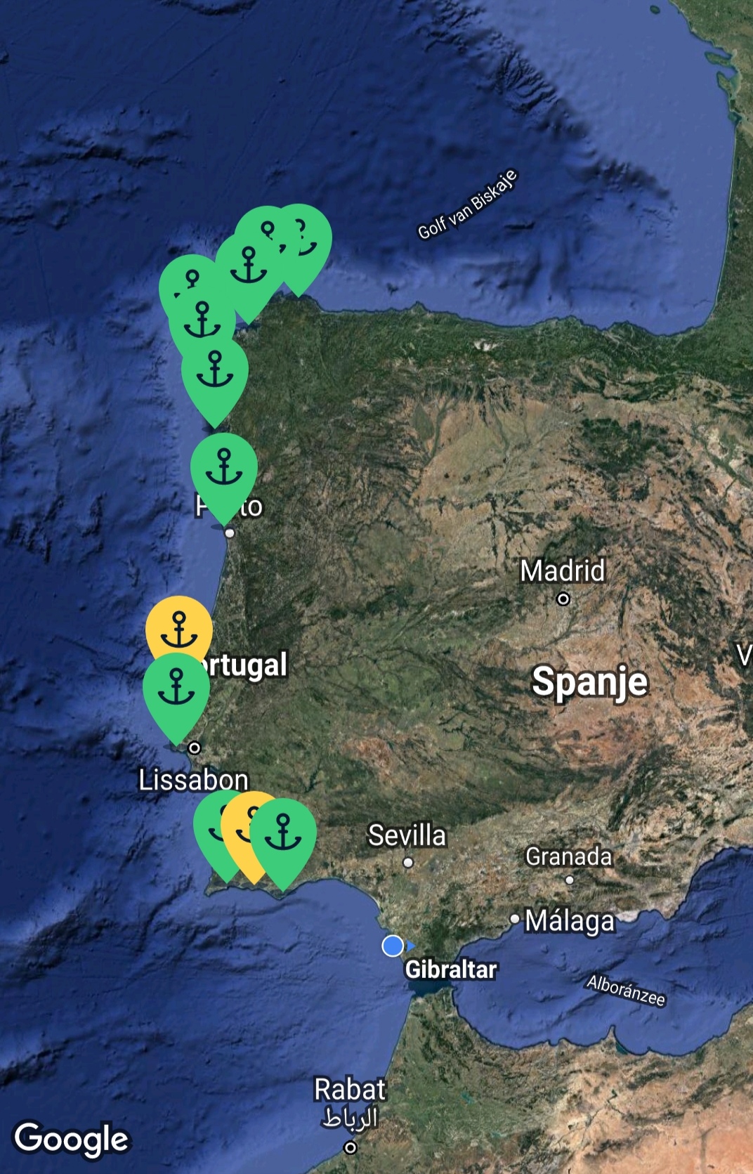 Our route (and anchorages) for the month of August 2020