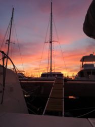 Beautiful pink skies in the marina of Almerimar