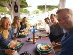 Lunch with our friends from Sailing Makani and A Nautical Change at Christmas in Spain