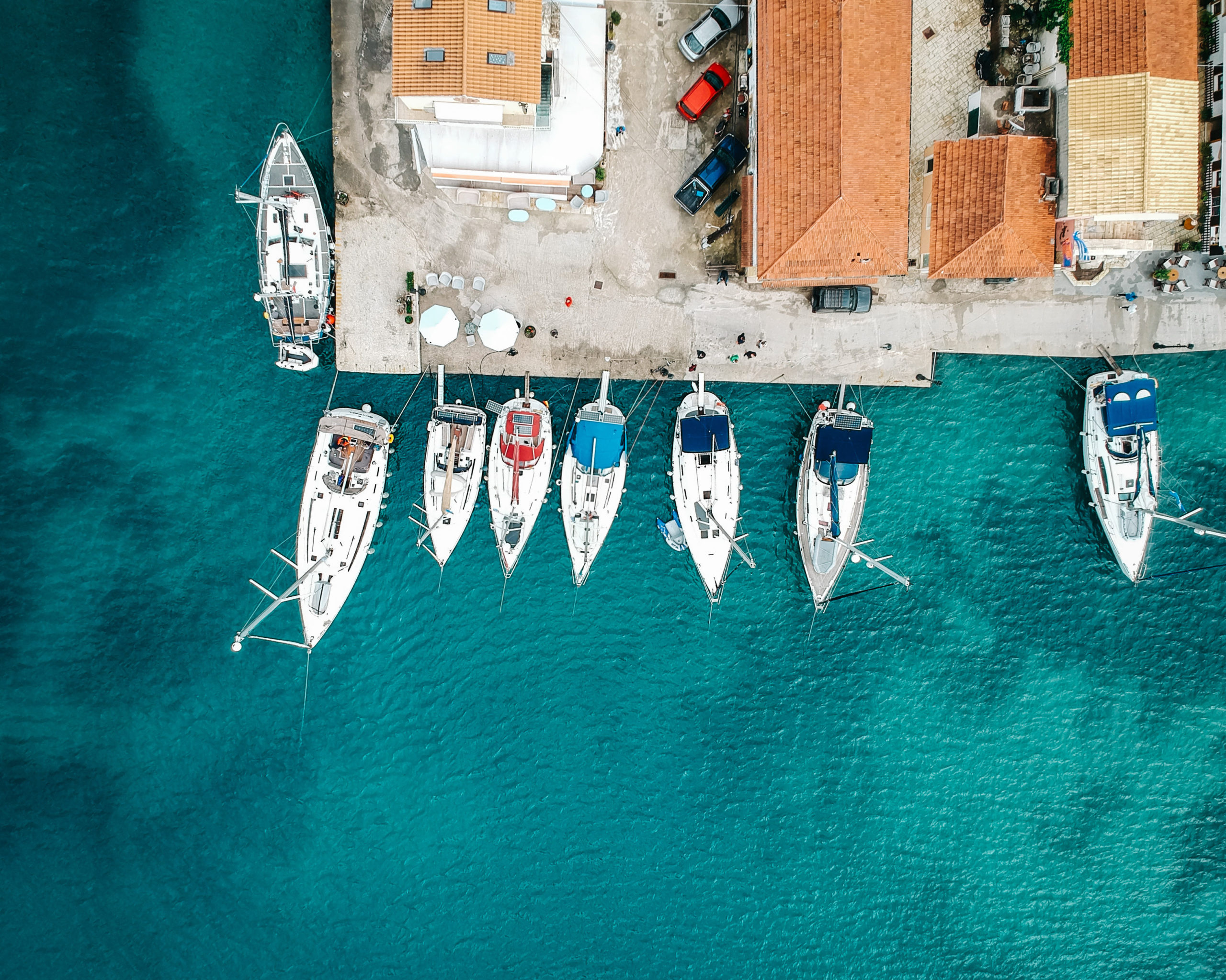 Med mooring with the boat