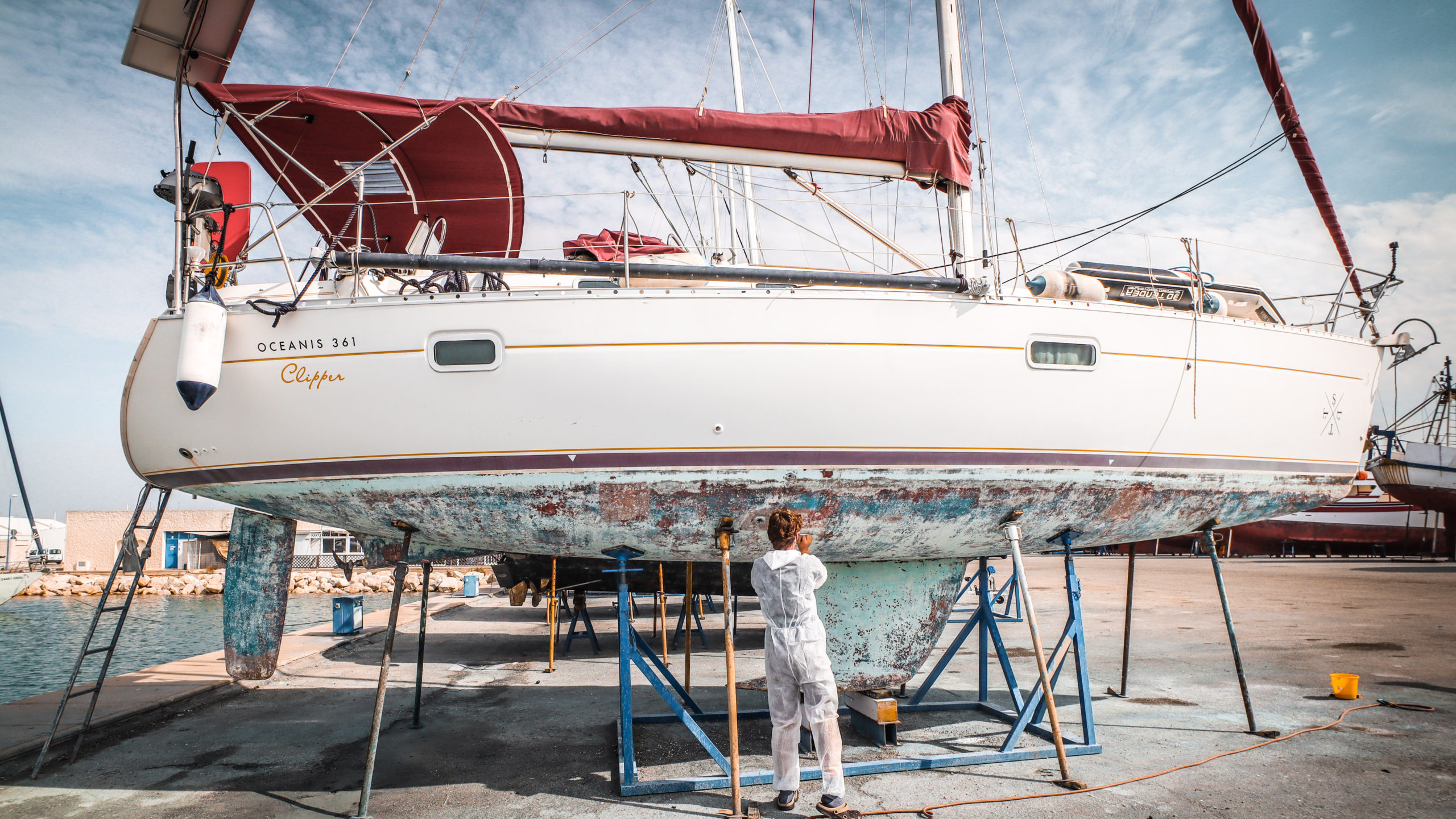 Working on the boat in Spain last year